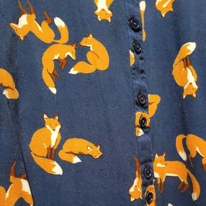 ModCloth 2x fox print button down blouse